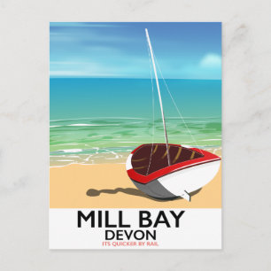 Mill Bay Devon Bahnplakat Postkarte