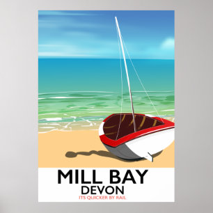 Mill Bay Devon Rail Poster