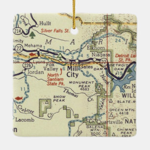 Mill City ODER Retro Map Keramikornament