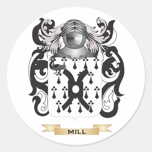 Mill-(Irland)-Wappen (Familienwappen) Runder Aufkleber (Vorderseite)