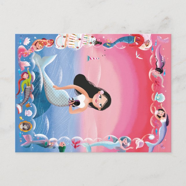 Milla, die Mermaid-Illustration Postkarte (Vorderseite)
