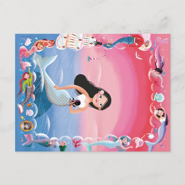 Milla, die Mermaid-Illustration Postkarte (Vorderseite)