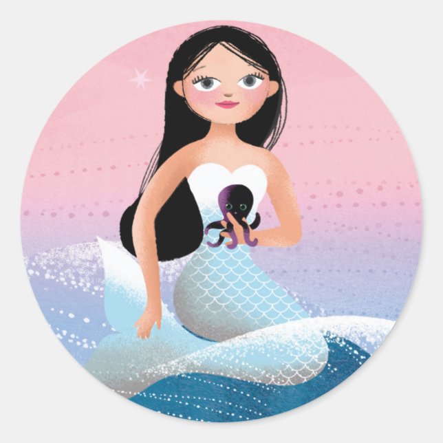 Milla, die Mermaid-Illustration Runder Aufkleber (Vorderseite)