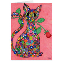 Millefiori Katze mit Rote Rose