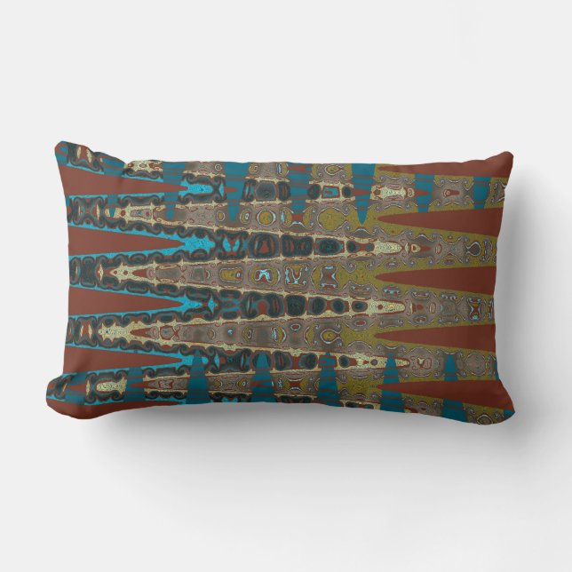 Millefiori Mosaic Boho Southwestern Zigzag Lendenkissen (Vorderseite)