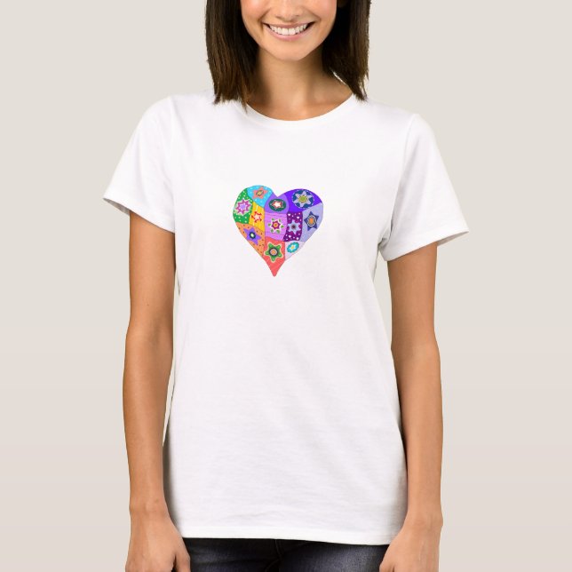 Millefiori Steppdecken-Herz-T - Shirt (Vorderseite)
