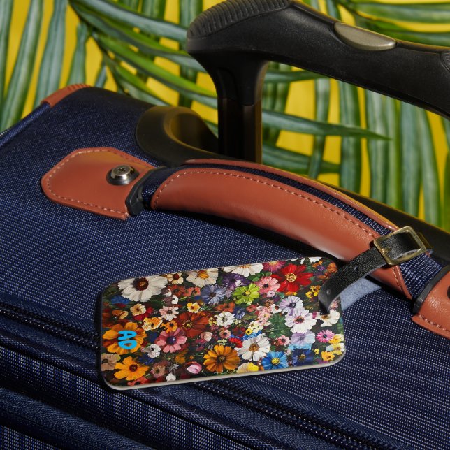 Millefleurs, Blume, Monogramm, Blumenkohl Gepäckanhänger (Vorderseite Insitu 3)