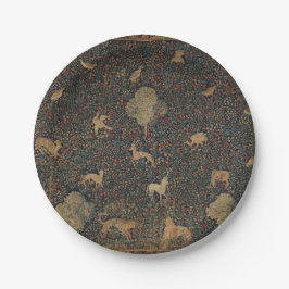 Millefleurs Tapestes mit Tieren Pappteller