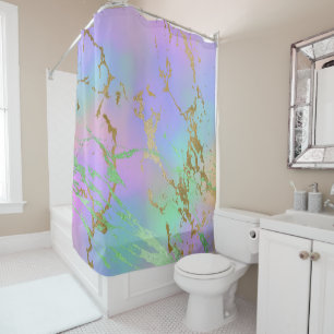 Millennial Marble   Playful Rainbow Pastel Ombre Duschvorhang