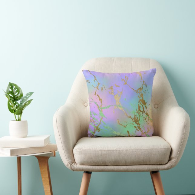 Millennial Marble | Playful Rainbow Pastel Ombre Kissen (Stuhl )