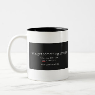 Millennials gegen Gen Z Zweifarbige Tasse