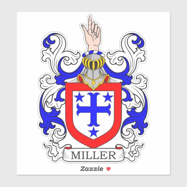Miller Familienwappen Aufkleber (Blatt)