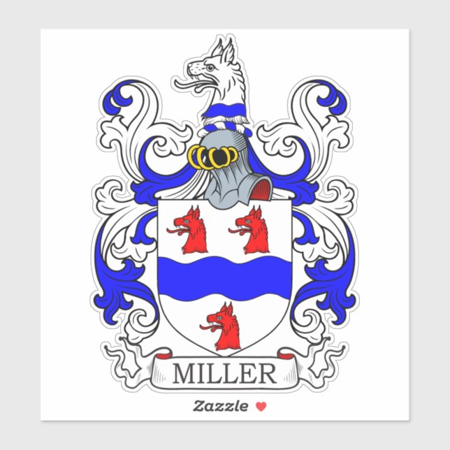 Miller Familienwappen Aufkleber (Blatt)