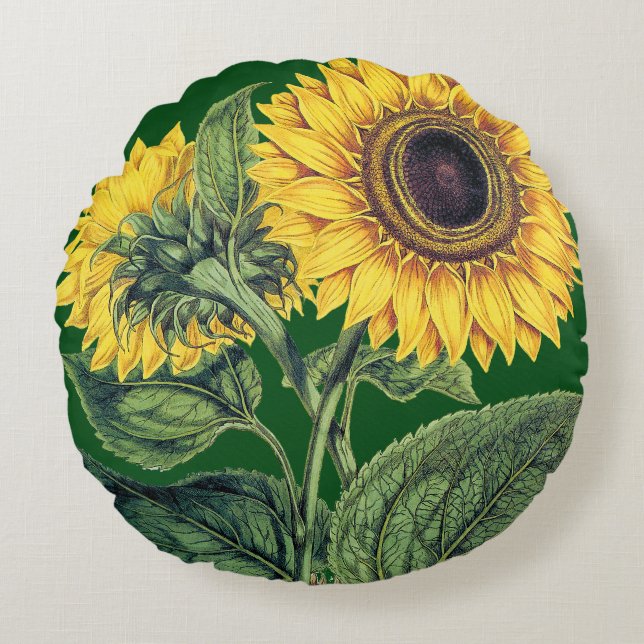 Miller: Sonnenblume Rundes Kissen (Vorderseite)