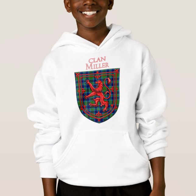 Miller Tartan Scottish Kariert Lion Rampant Hoodie (Vorderseite)