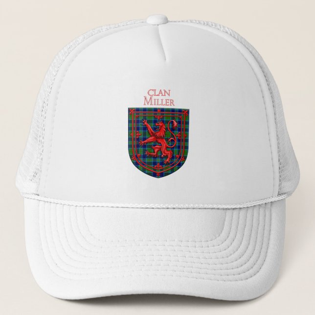 Miller Tartan Scottish Kariert Lion Rampant Truckerkappe (Vorderseite)