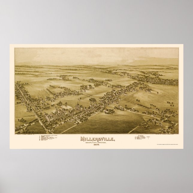 Millersville, PA Panoramic Map - 1894 Poster (Vorne)