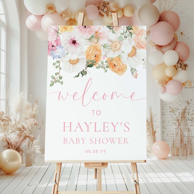Millie Floral Baby Dusche Begrüßungszeichen Poster (Welcome Sign Baby Shower MIllie )