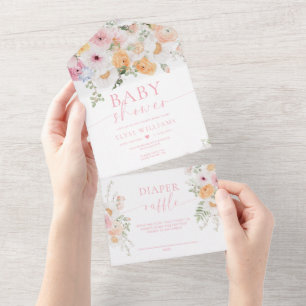 Millie Floral Baby Shower All In One Einladung