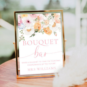 Millie Floral Bouquet Bar Sign Poster