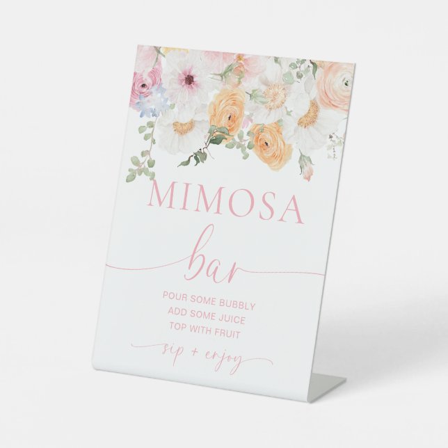 Millie Floral Brautparty Mimosa Bar Sign Sockelschild (Vorderseite)