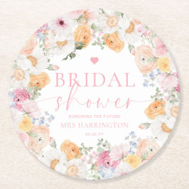Millie Floral Brautparty Runder Pappuntersetzer