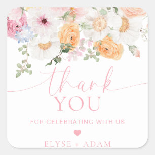 Millie Floral Danke-Schön-Geschenk Quadratischer Aufkleber