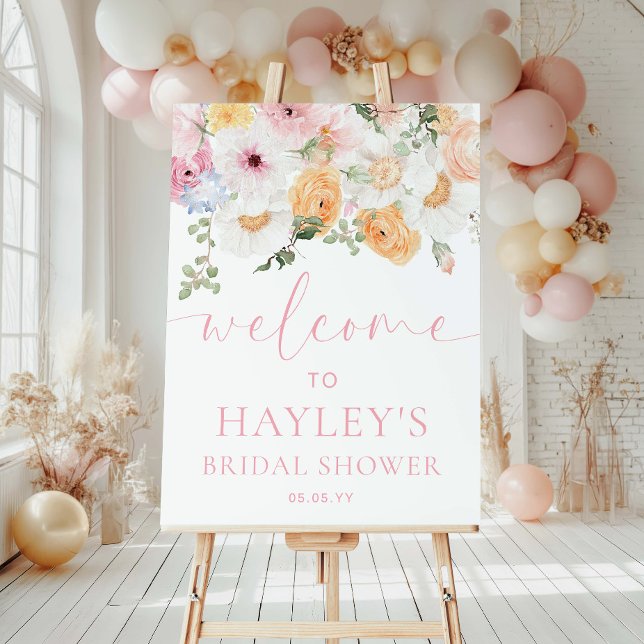 Millie Floral Fête des mariées Affiche de bienvenu (Welcome Sign Bridal Shower MIllie )