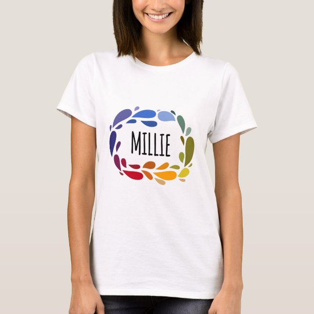 Milliname Niedliches farbiges Geschenk mit dem Nam T-Shirt (Vorderseite)