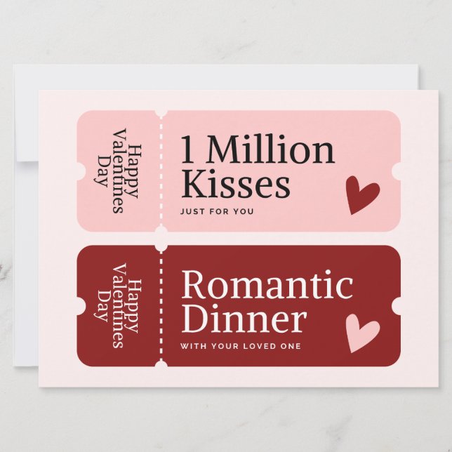 Million de Baisers et Dîner Carte Saint Valentin (Devant)