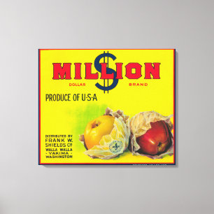 Million Dollar Apple beschriften - Walla Walla, WA Leinwanddruck