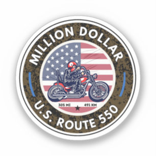 Million Dollar Autobahn Colour Motorrad-Reise Aufkleber