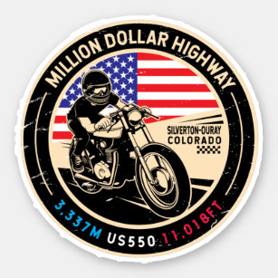Million Dollar Highway Colorado Motorrad Aufkleber
