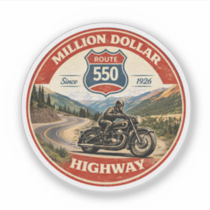 Million-Dollar-Highway-Route-550-Motorrad-Geschenk Aufkleber