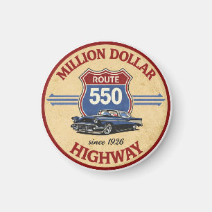 Million Dollar Highway Route 550 Oldtimer-Geschenk Magnet