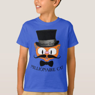 MILLIONAIRE CAT-Cartoon Mustache Cat Boys T-Shirt