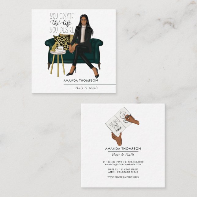 Millionaire Mindset Interior Designer Quadratische Visitenkarte (Vorne/Hinten)