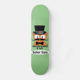 Millionär Cartoon Mustache Cat Señor Gato Skateboard
