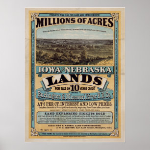 Millionen Hektar. Iowa und Nebraska Poster