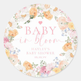 Millionenblütenbaby in Bloom Baby Shower Runder Aufkleber
