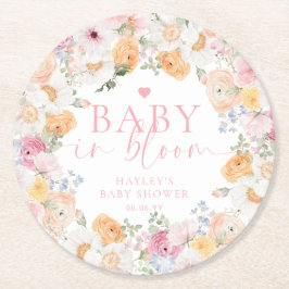 Millionenblütenbaby in Bloom Baby Shower Runder Pappuntersetzer