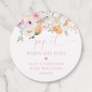 MilliSpring Floral Baby Shower Pop It Geschenkanhänger