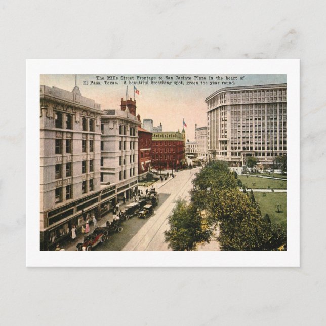 Mills St., El Paso, Texas Vintag Postkarte (Vorderseite)