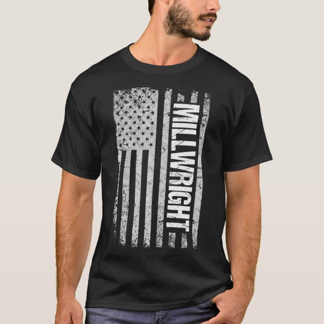 Millwright s  American Flag Gift Premium  T-Shirt (Vorderseite)
