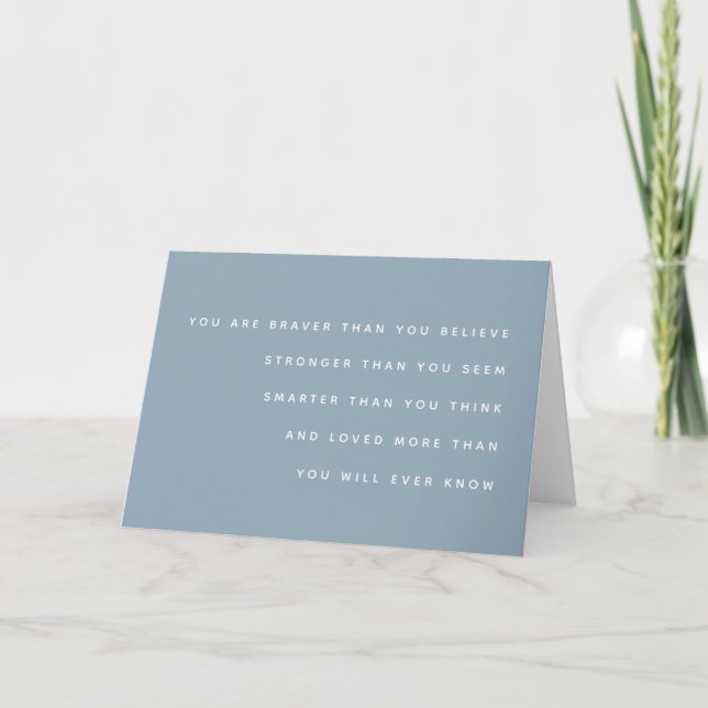 Milne Quote | Braver Stronger Smarter Loved Blue Karte (Vorderseite)