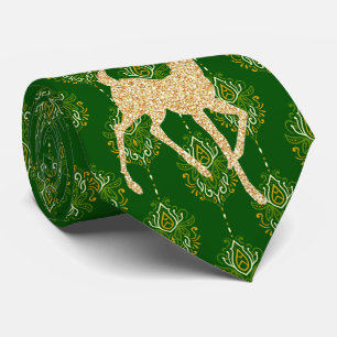 Milo Christmas Collection Gold Deer on Green Krawatte