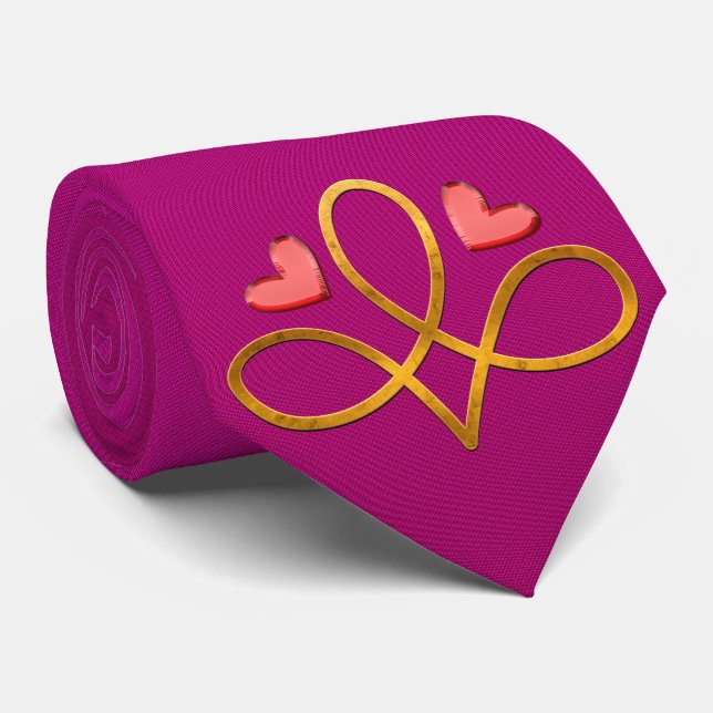Milo Dale Hearts & Gold Design Pink Männerschuhe Krawatte (Gerollt)