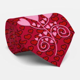Milo Dale Red sur Red Hearts Pink Hommes cravate