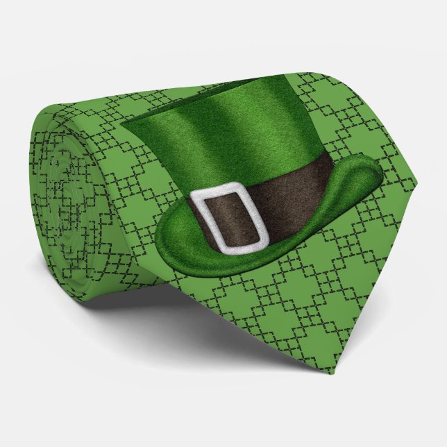 Milo Dale St Patrick's Black on Green Men's Krawat Krawatte (Gerollt)