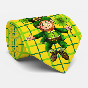 Milo Dale St. Patrick's Day Gold Plaid Cravate mas